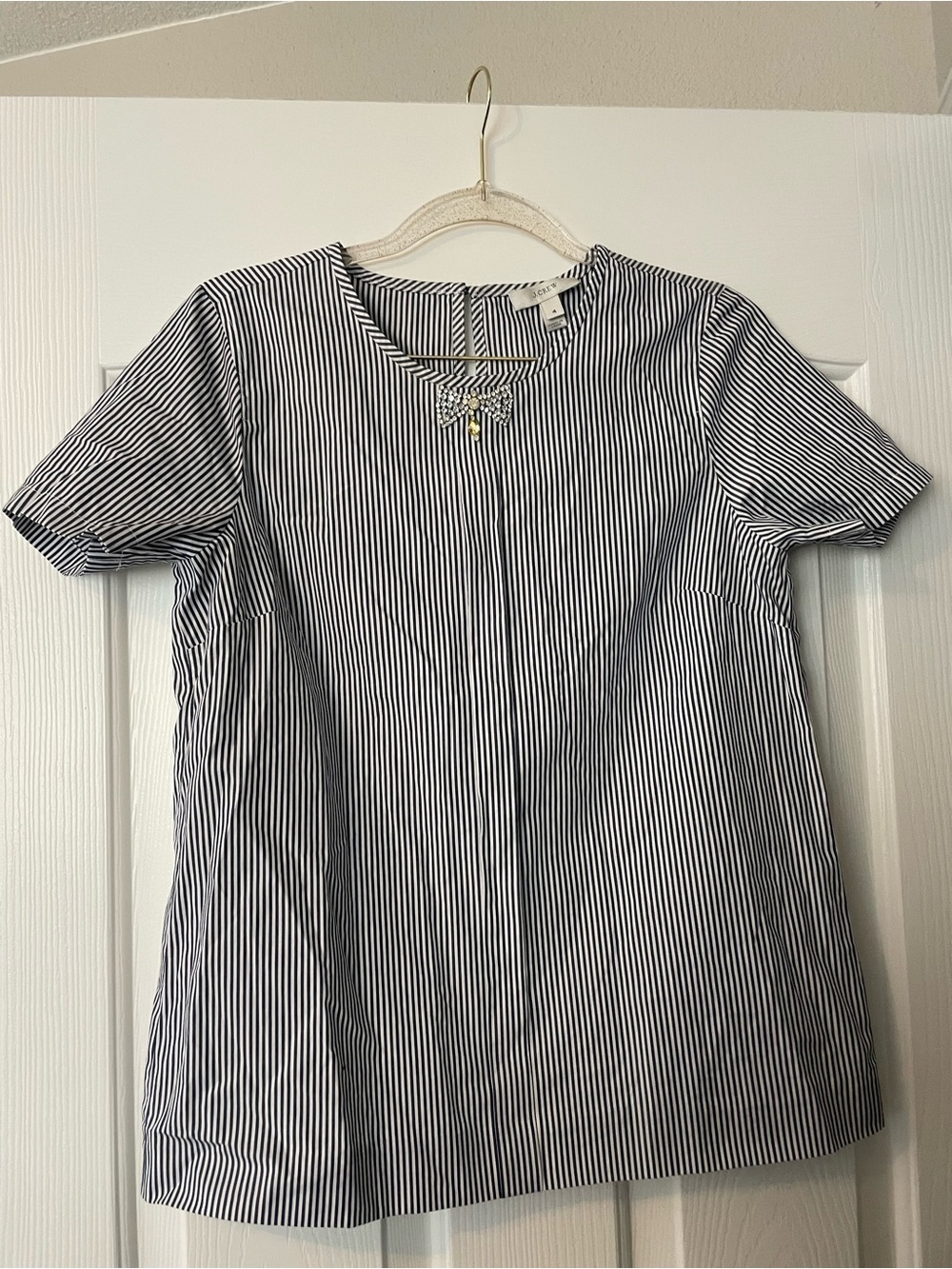 J. Crew Navy and White Vertical Stripe Top - Picture 5 of 5